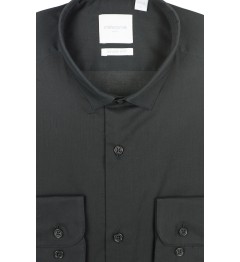 Chemise slim fit voile de coton NOIR