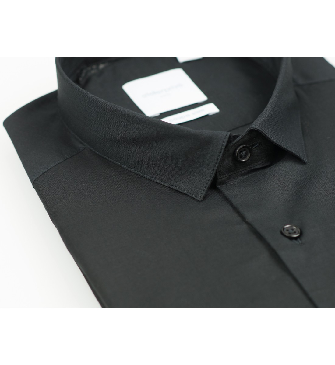 Chemise slim fit voile de coton NOIR