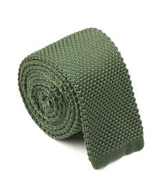 Cravate fine en maille tricot KAKI