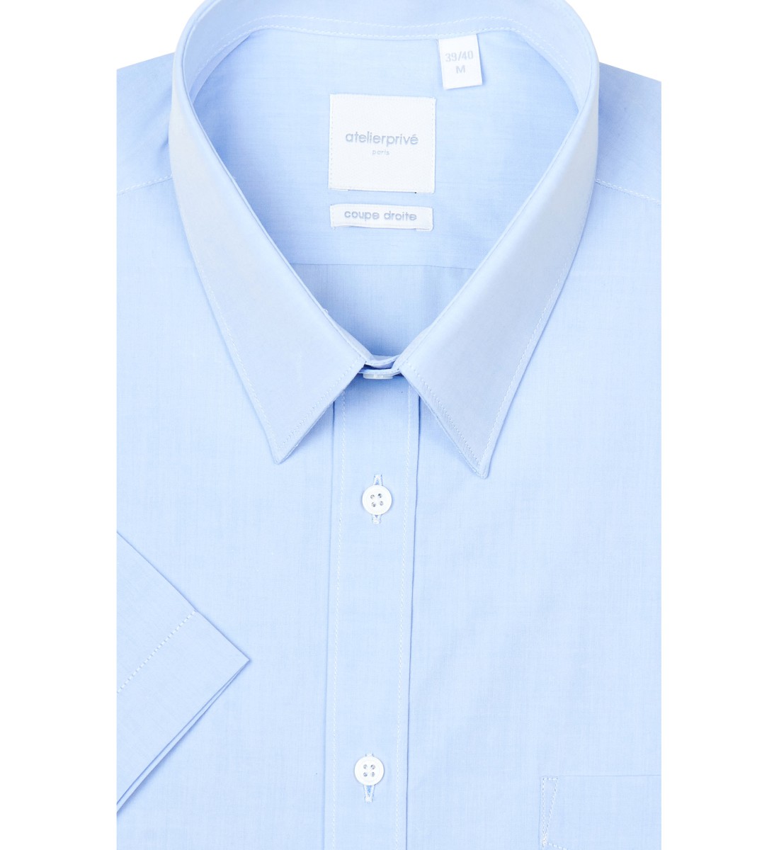 Chemise manches courtes coupe droite BLOU