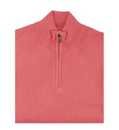 Pull col zippé 100% coton corail