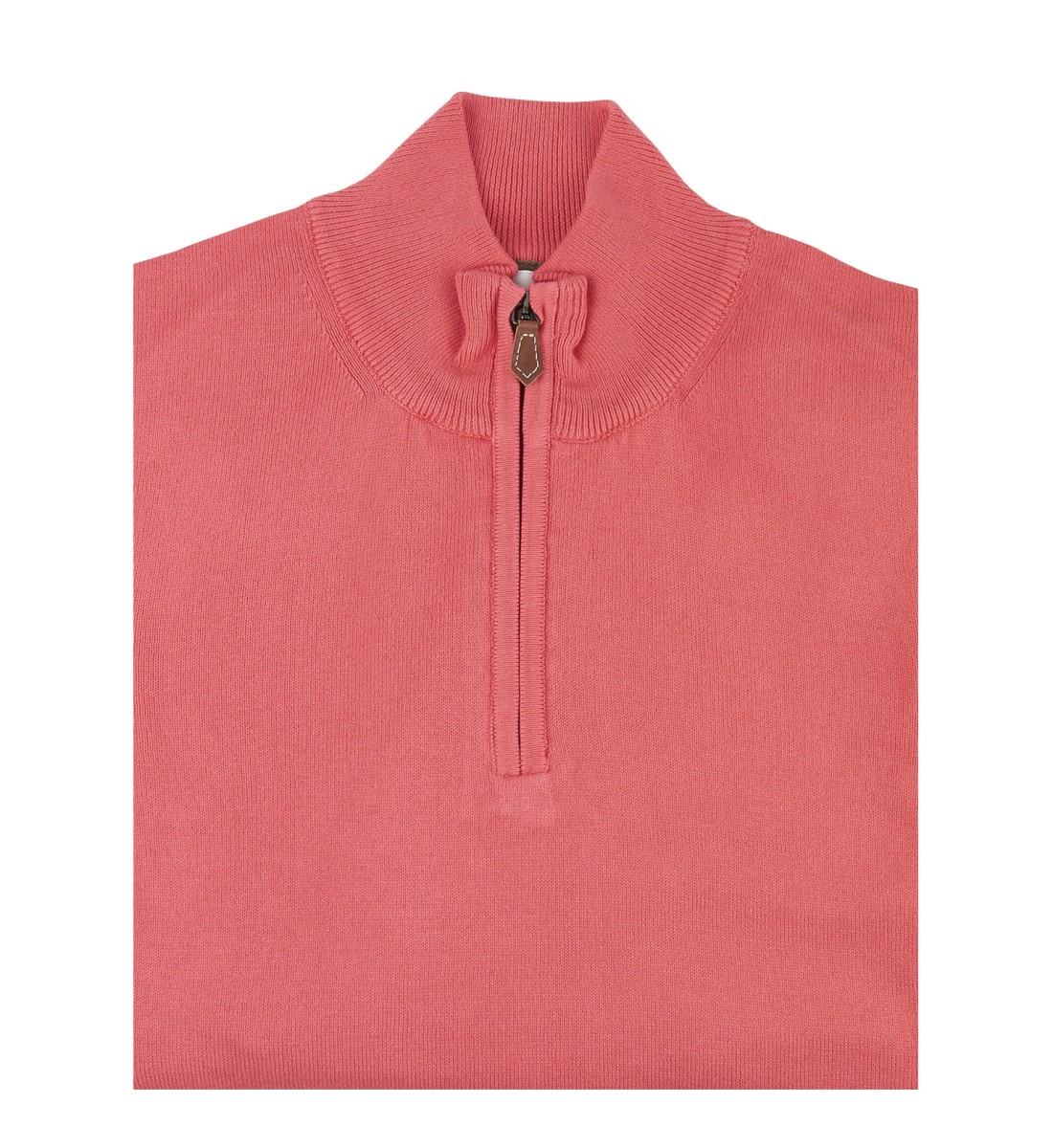 Pull col zippé 100% coton corail