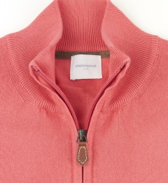 Pull col zippé 100% coton corail