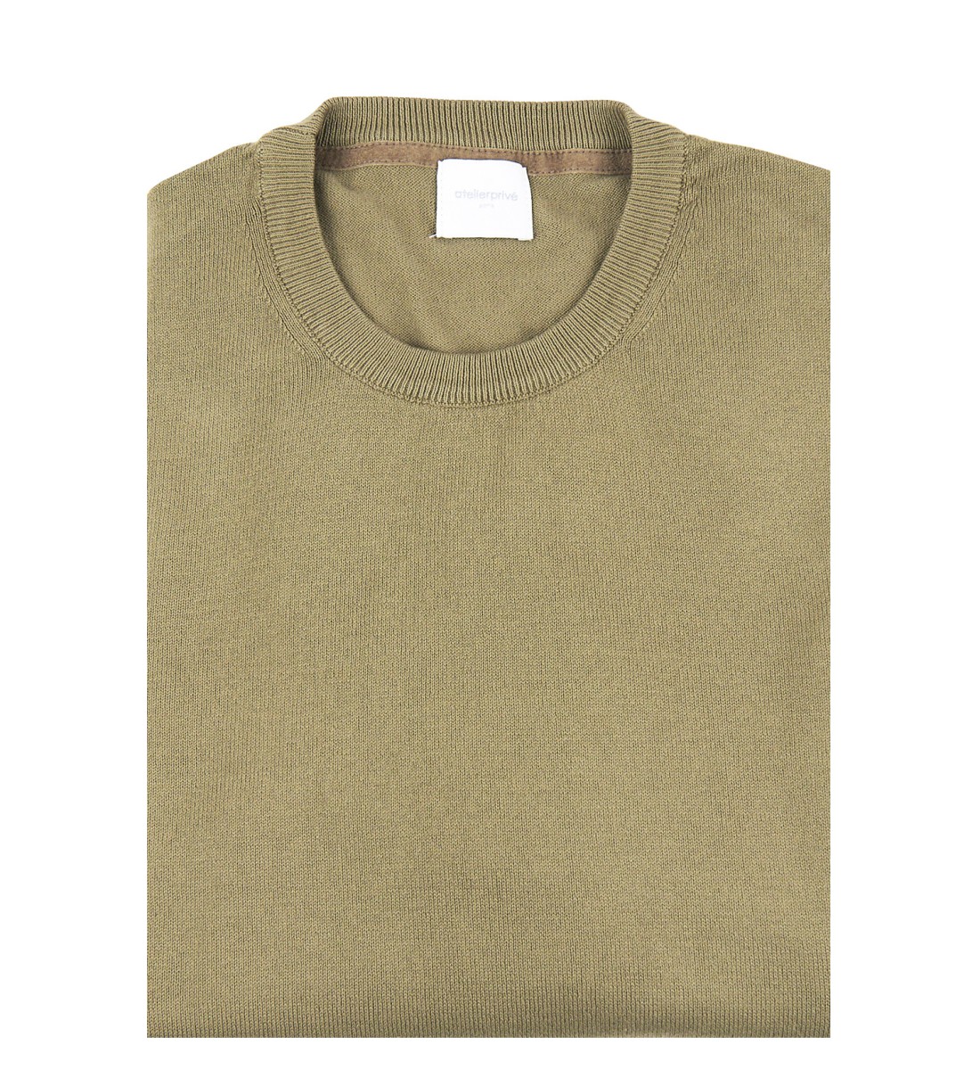Pull coll rond 100% coton taupe