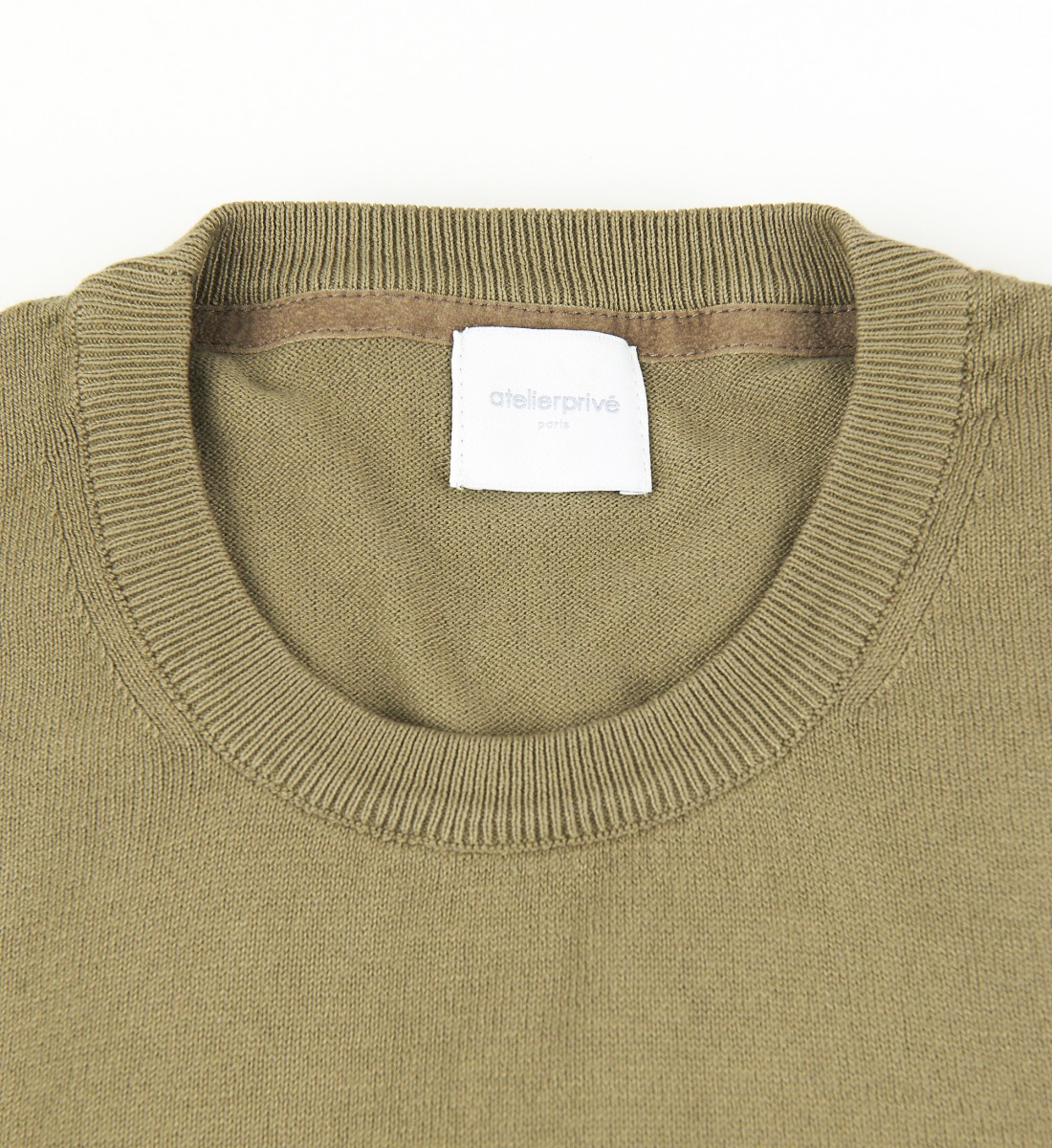 Pull coll rond 100% coton taupe