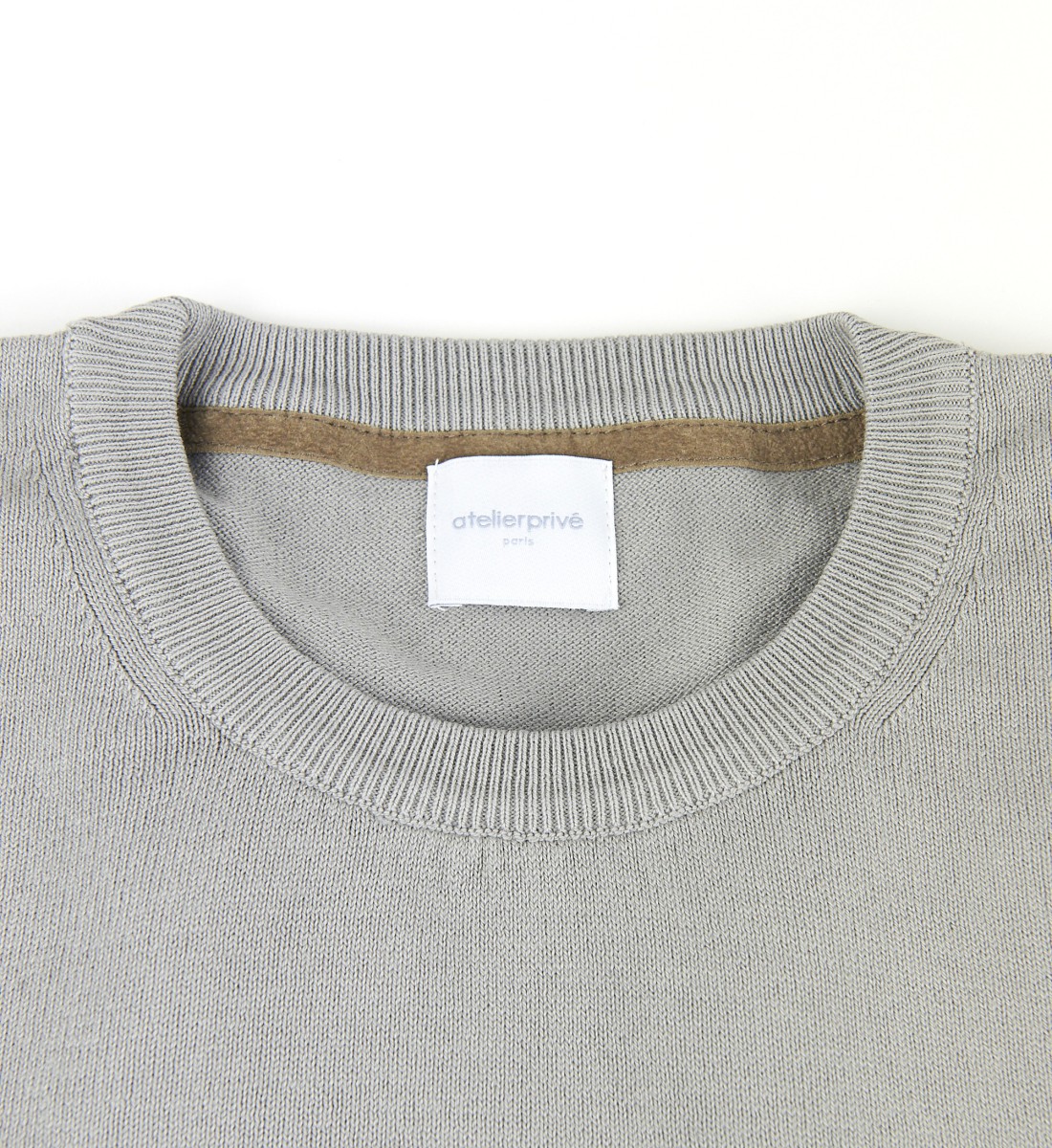 Pull col rond 100% coton gris