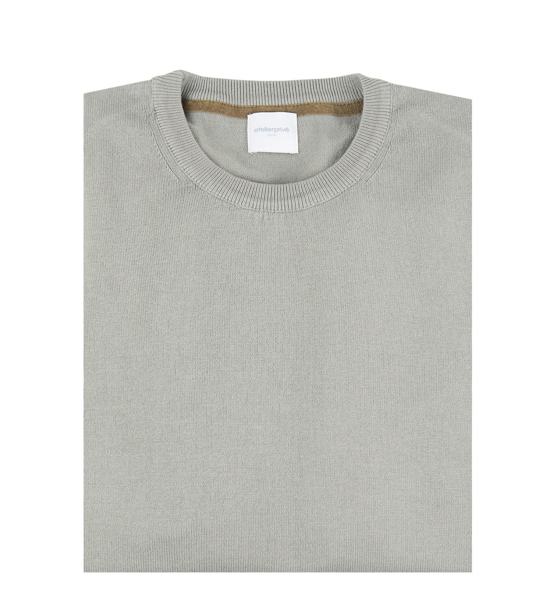 Pull col rond 100% coton gris