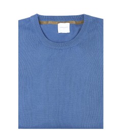 Pull col rond 100% coton bleu