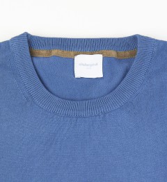 Pull col rond 100% coton bleu