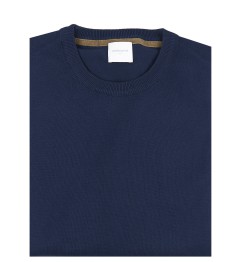 Pull col rond 100% coton marine