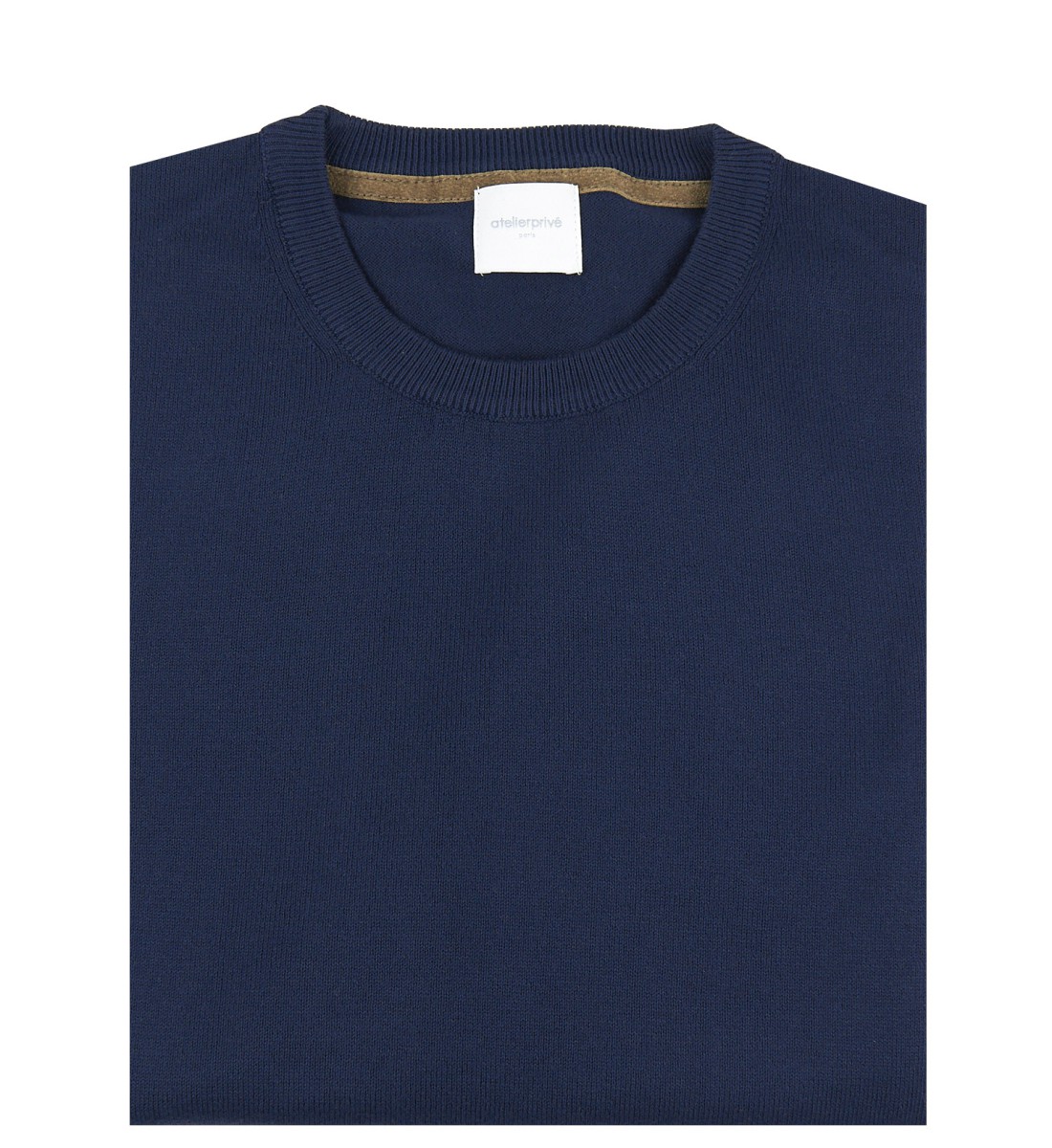 Pull col rond 100% coton marine