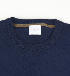 Pull col rond 100% coton marine