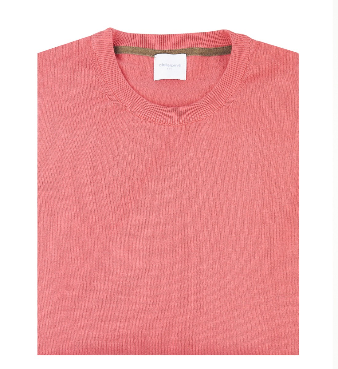 Pull col rond 100% coton corail