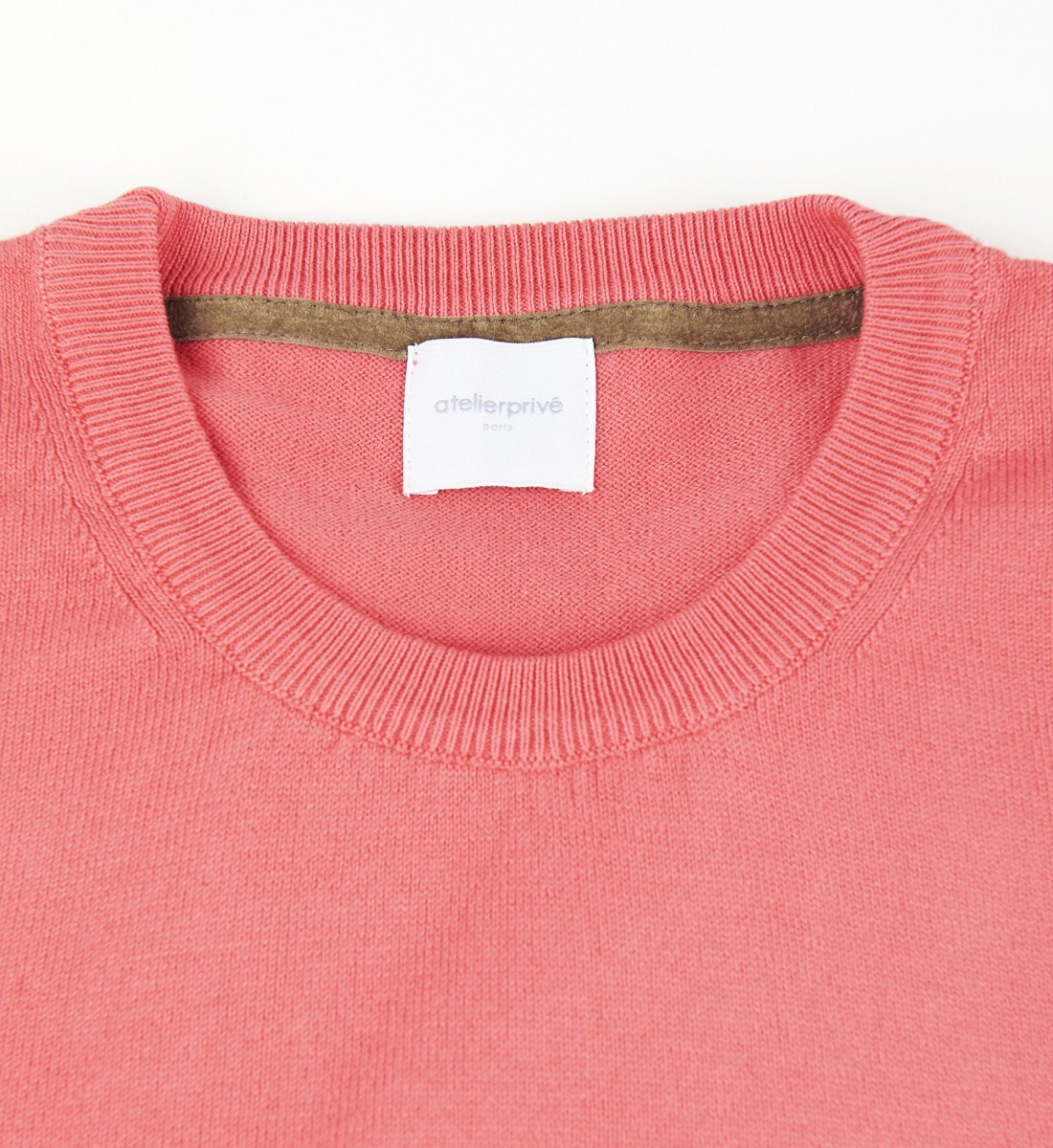 Pull col rond 100% coton corail
