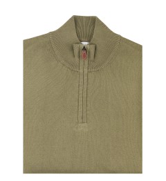 Pull col zippé 100% coton taupe