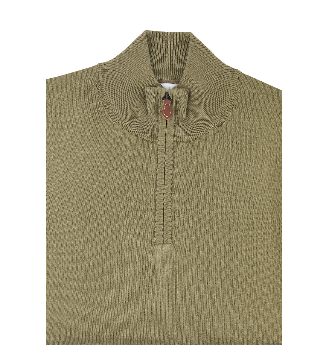 Pull col zippé 100% coton taupe