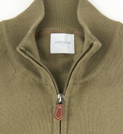 Pull col zippé 100% coton taupe