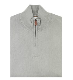 Pull col zippé 100% coton gris