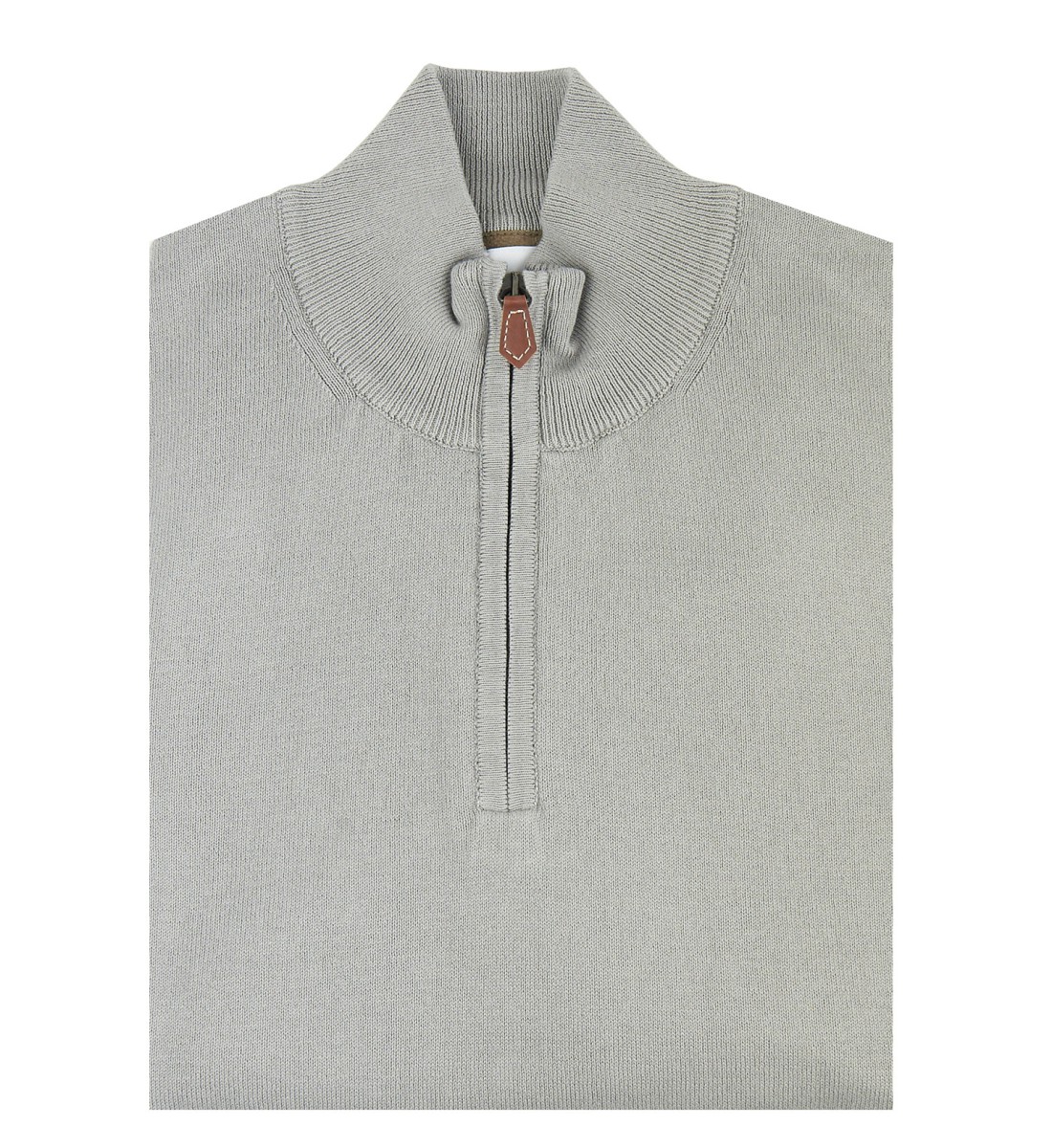 Pull col zippé 100% coton gris