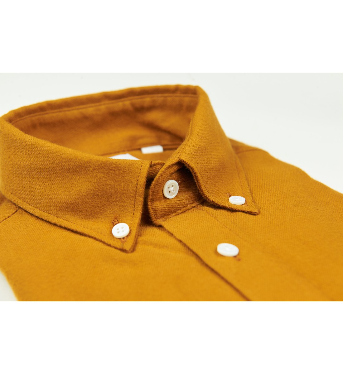Chemise coupe droite flanelle uni camel