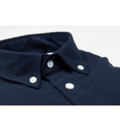Chemise coupe droite flanelle uni marine