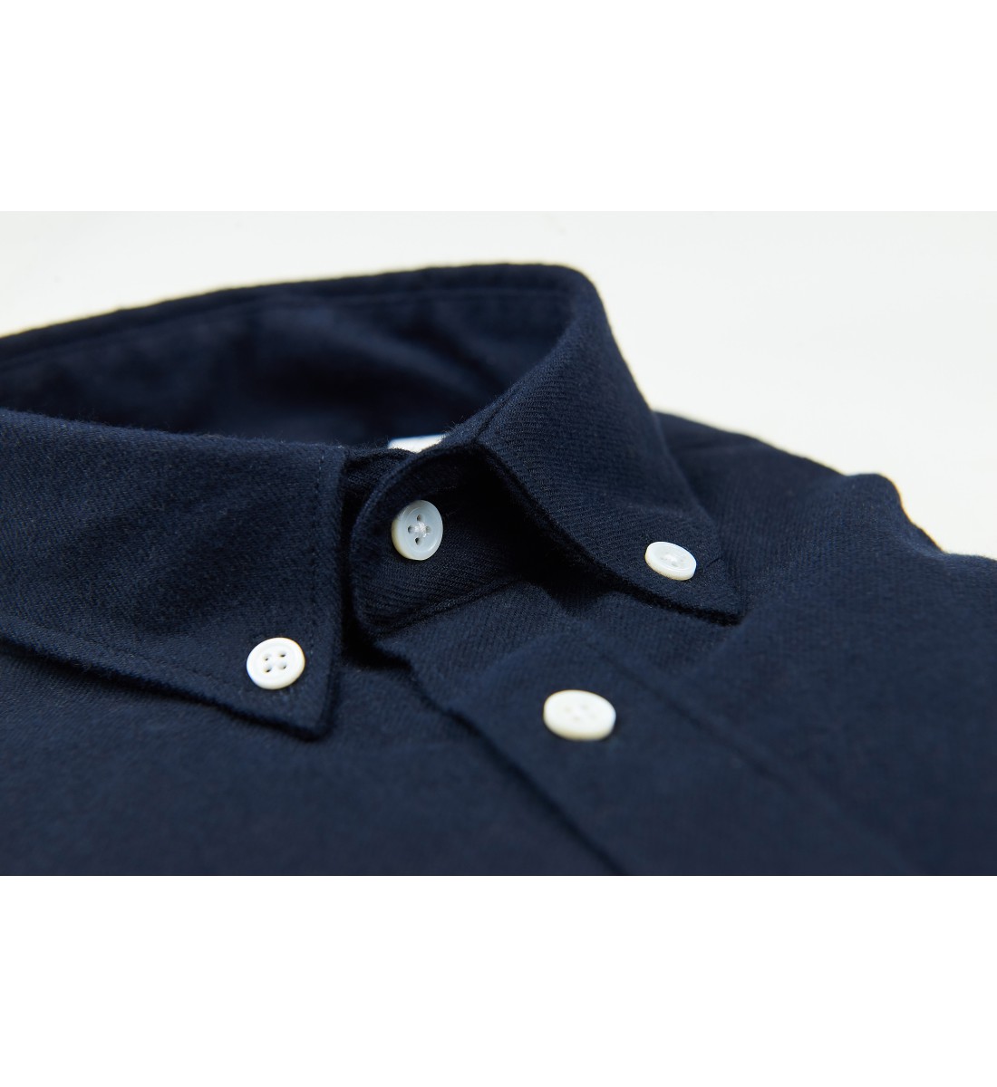 Chemise coupe droite flanelle uni marine