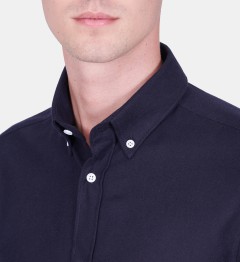 Chemise coupe droite flanelle uni marine