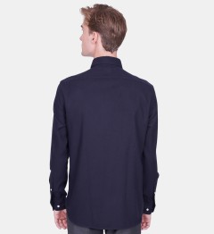 Chemise coupe droite flanelle uni marine