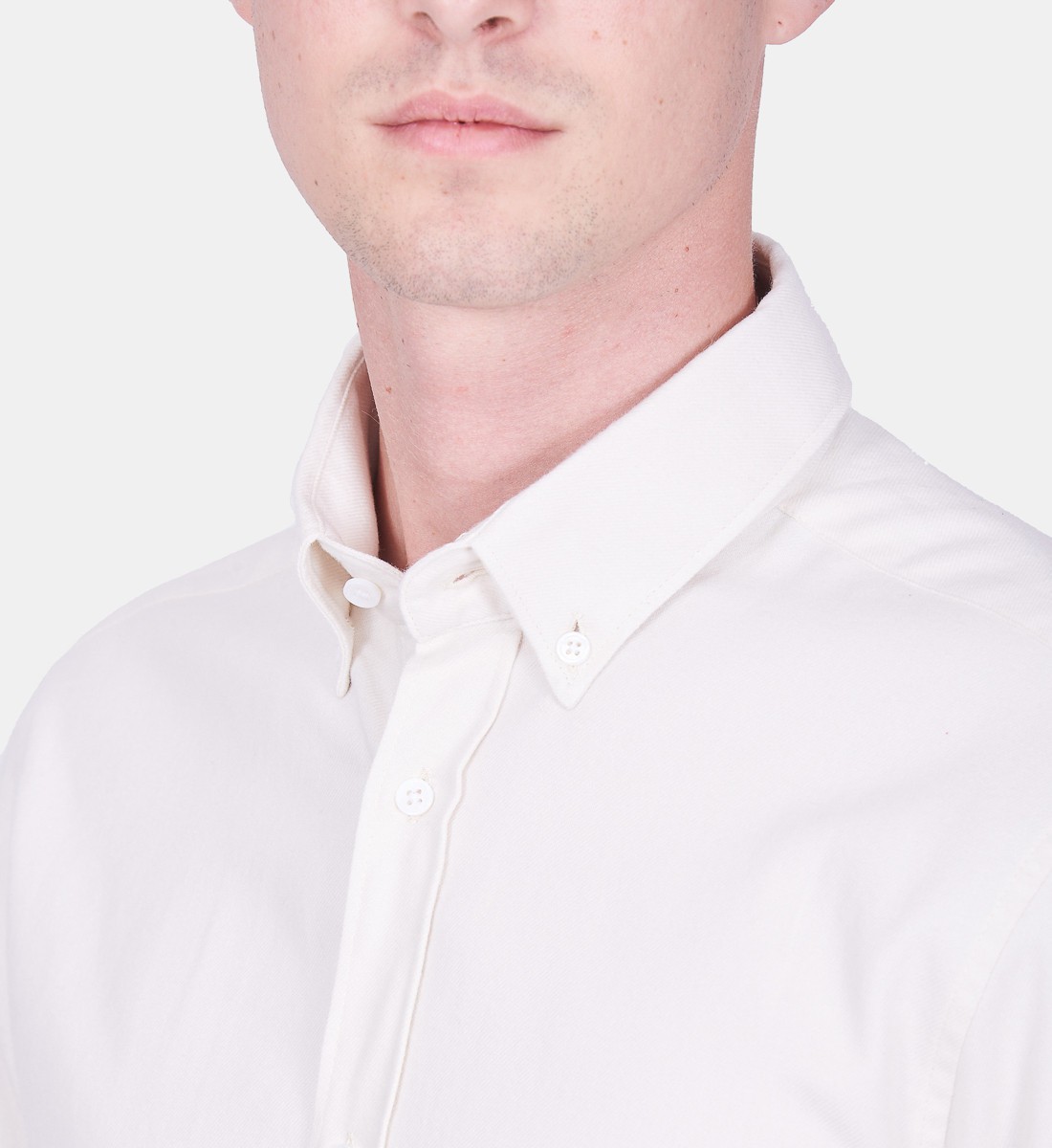 Chemise coupe droite flanelle uni ecru