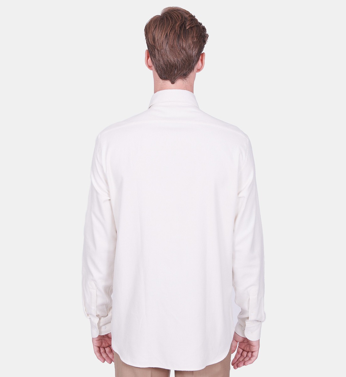 Chemise coupe droite flanelle uni ecru