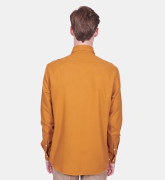 Chemise coupe droite flanelle uni camel