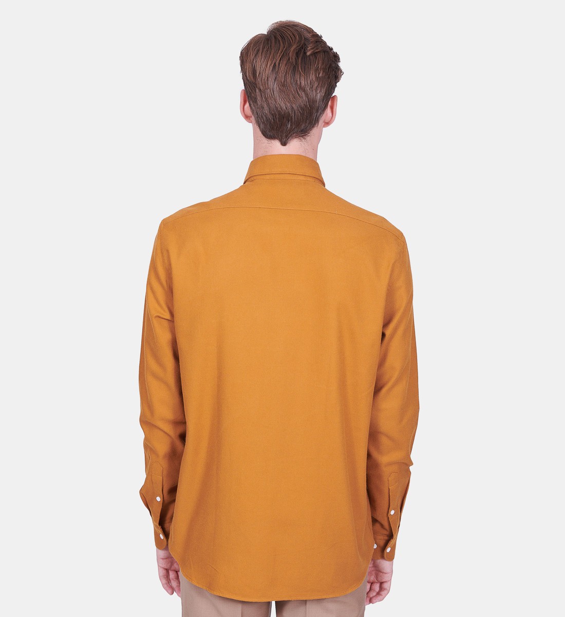Chemise coupe droite flanelle uni camel