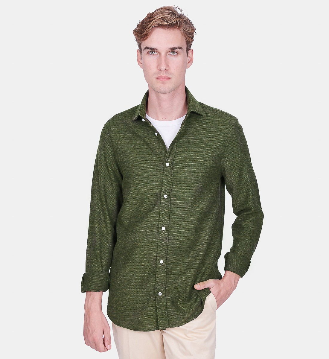 Chemise coupe droite CLAYNE kaki