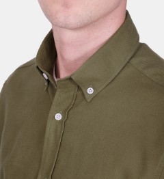 Chemise coupe droite flanelle uni kaki
