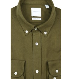 Chemise coupe droite flanelle uni kaki