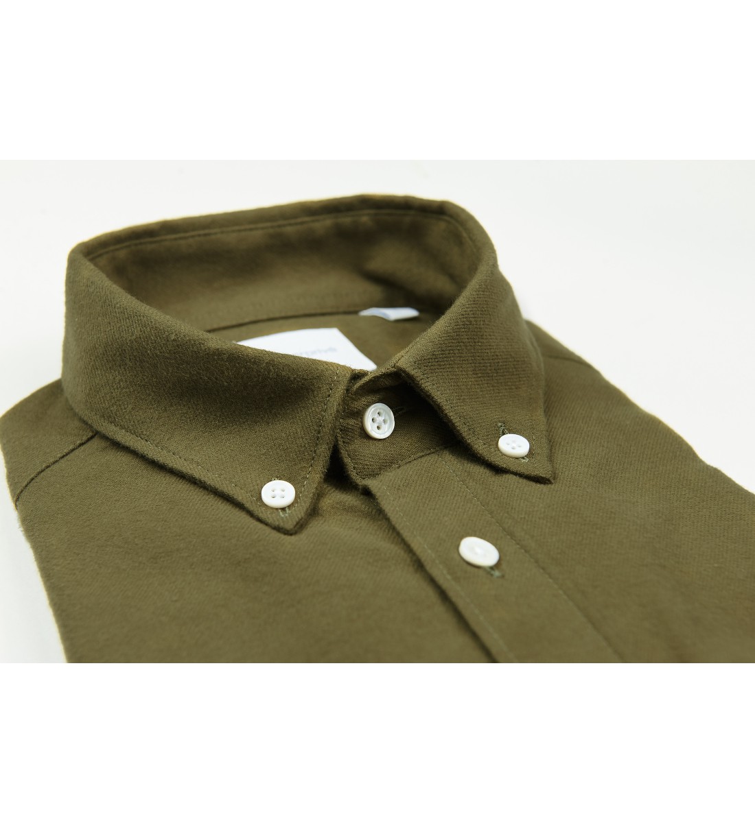 Chemise coupe droite flanelle uni kaki