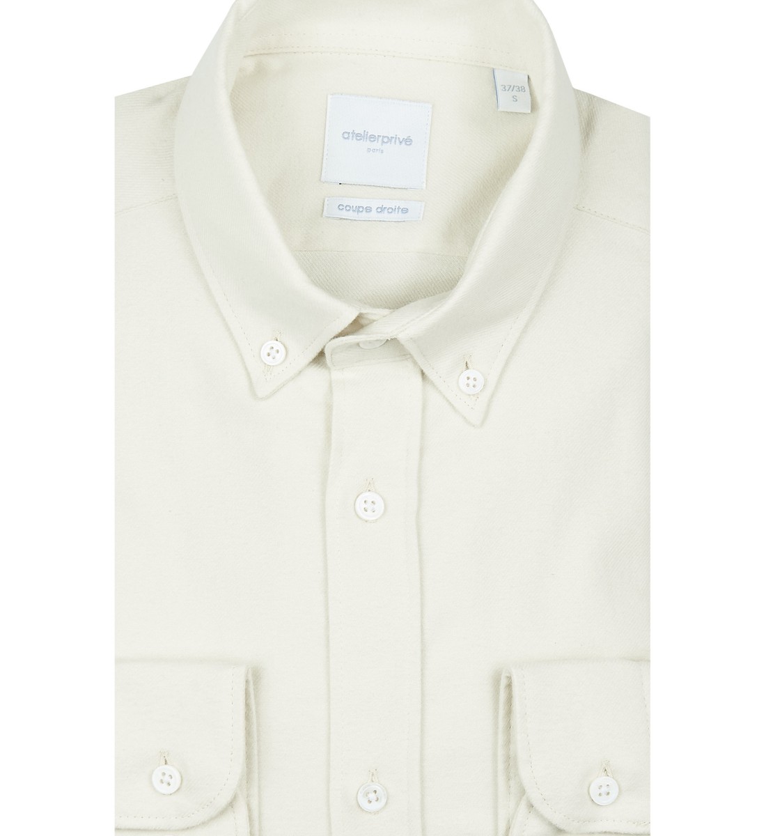 Chemise coupe droite flanelle uni ecru