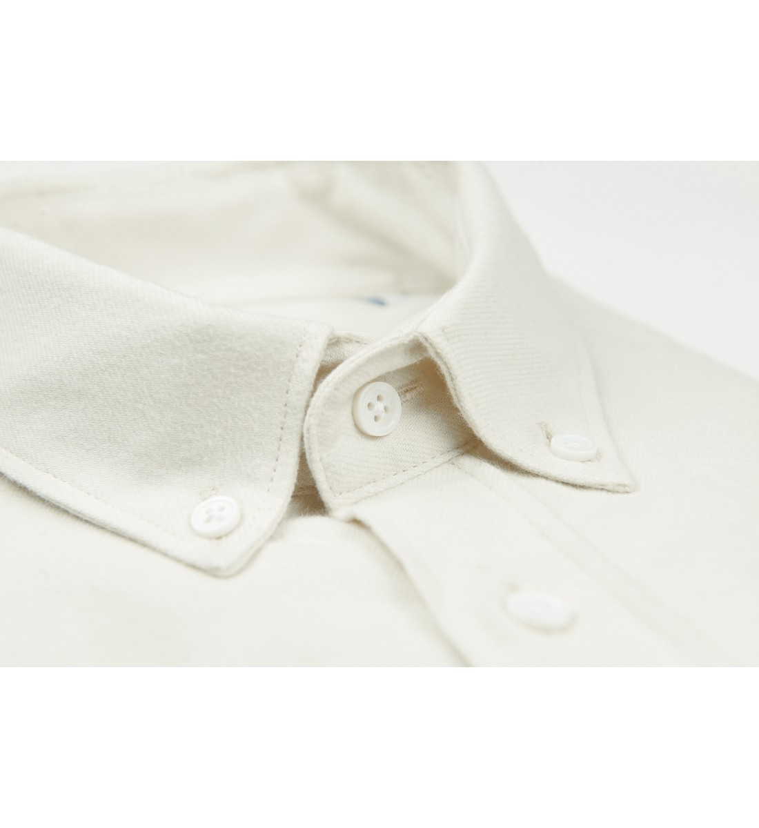Chemise coupe droite flanelle uni ecru