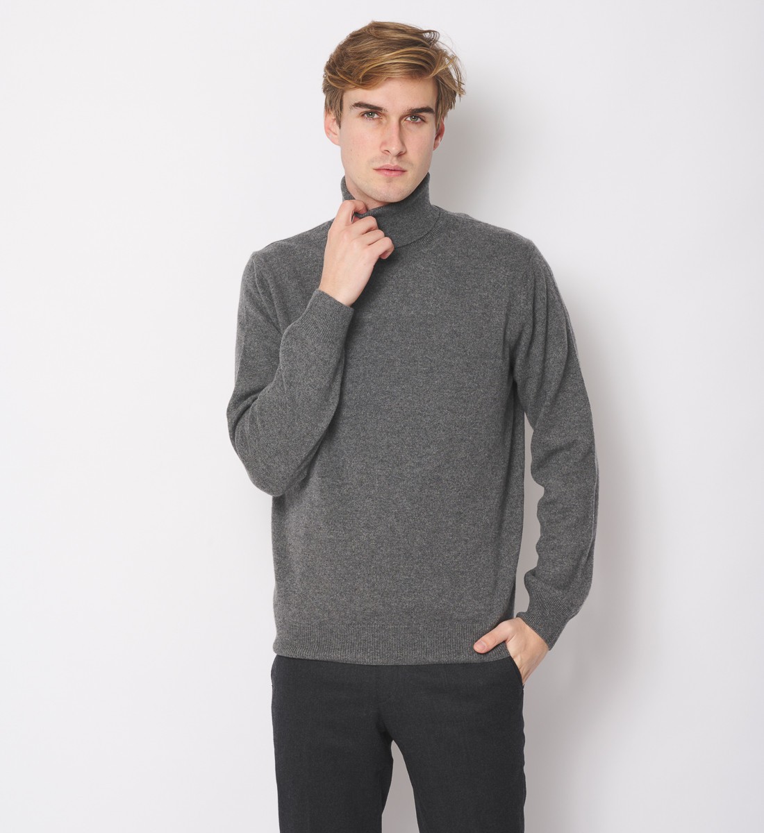 Pull Col roulé 100% Cachemire Anthracite