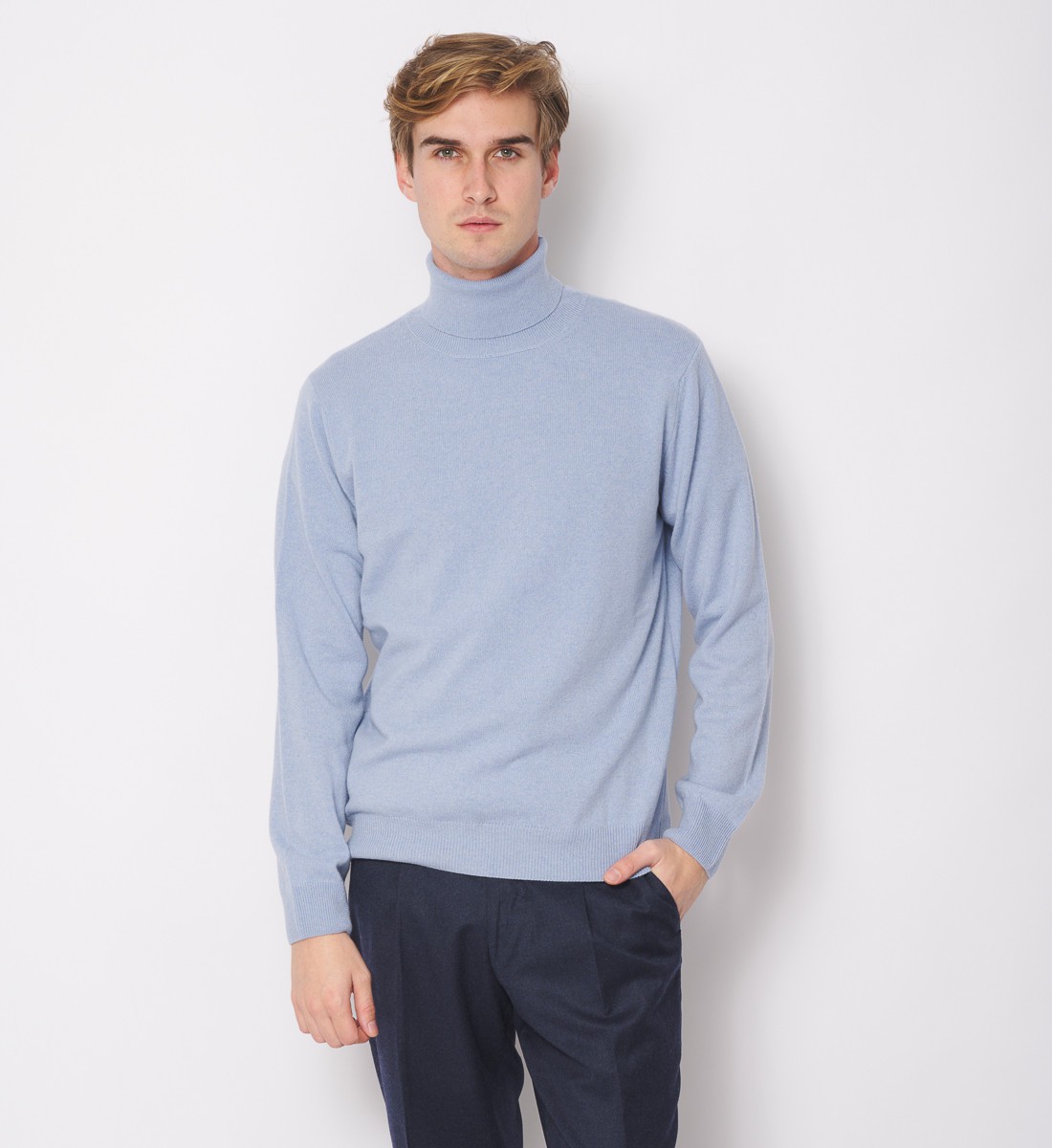 Pull Col roulé 100% Cachemire Ciel