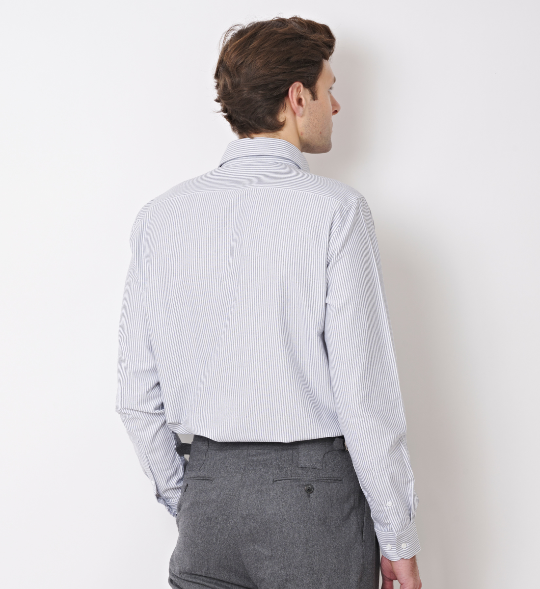 Chemise coupe droite rayures oxford marine