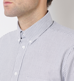 Chemise coupe droite rayures oxford marine