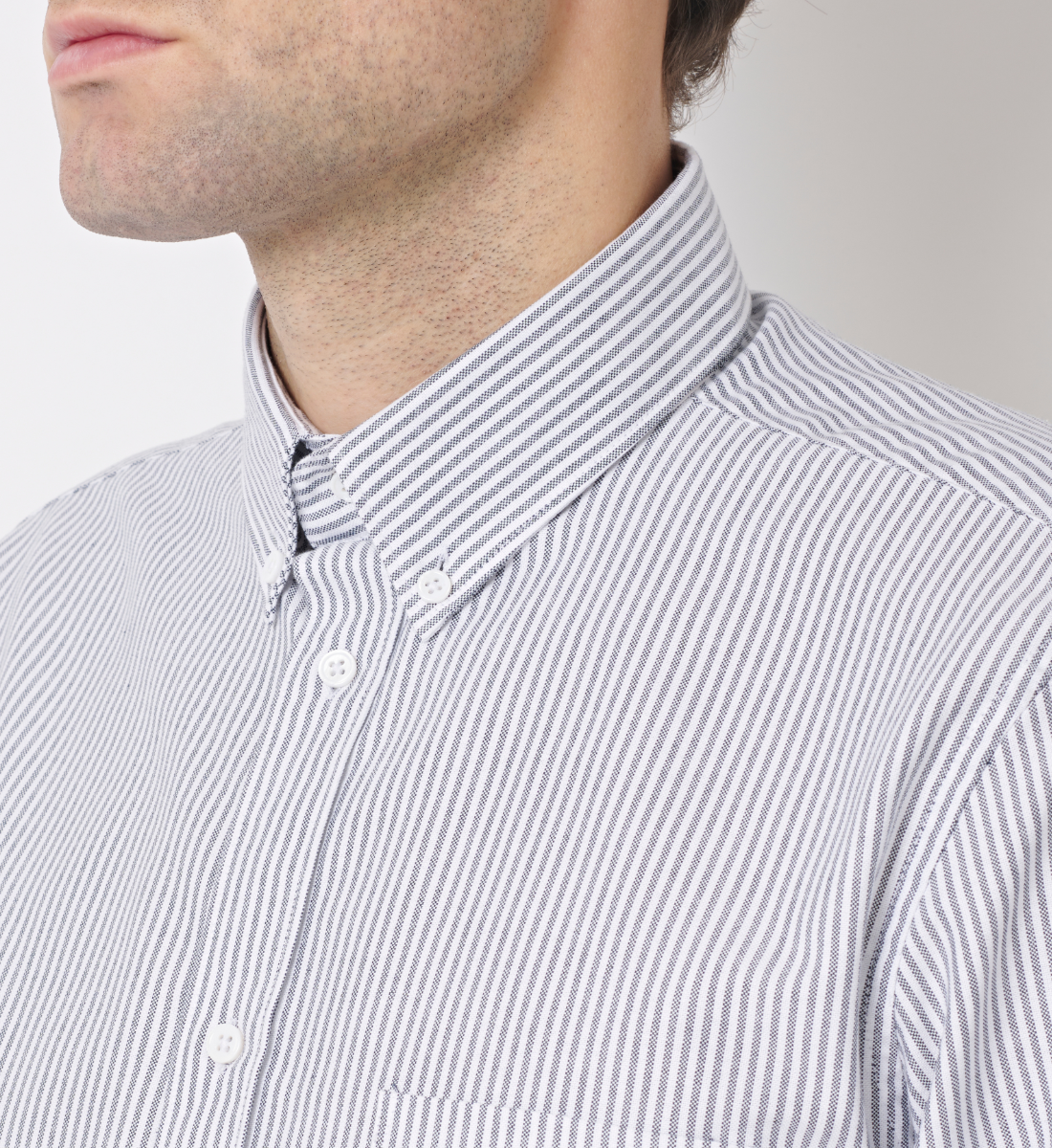 Chemise coupe droite rayures oxford marine