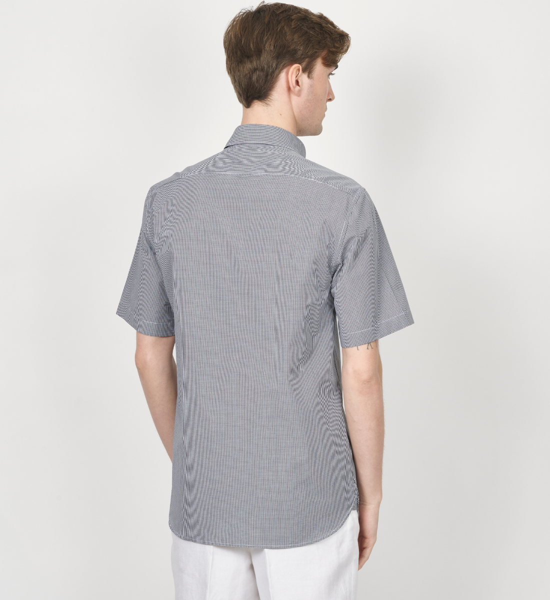 Chemise vichy noir coupe droite manches courtes