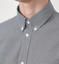 Chemise vichy noir coupe droite manches courtes