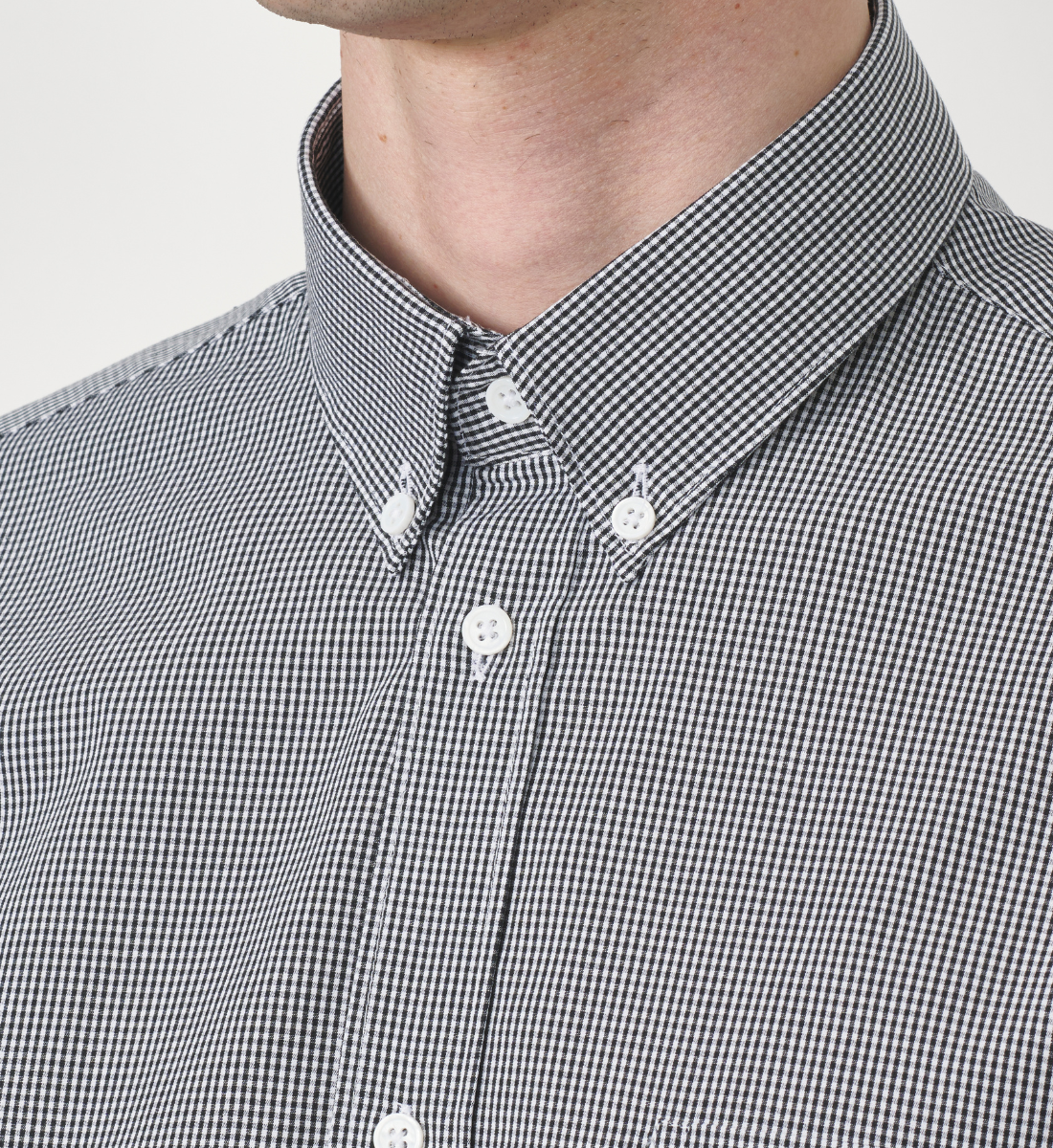 Chemise vichy noir coupe droite manches courtes
