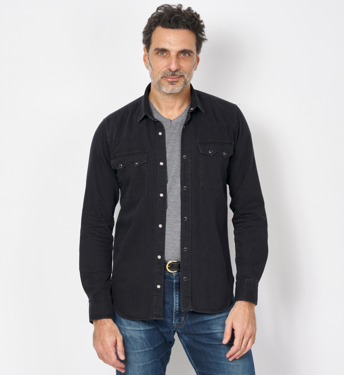Chemise Western noire coupe cintrée