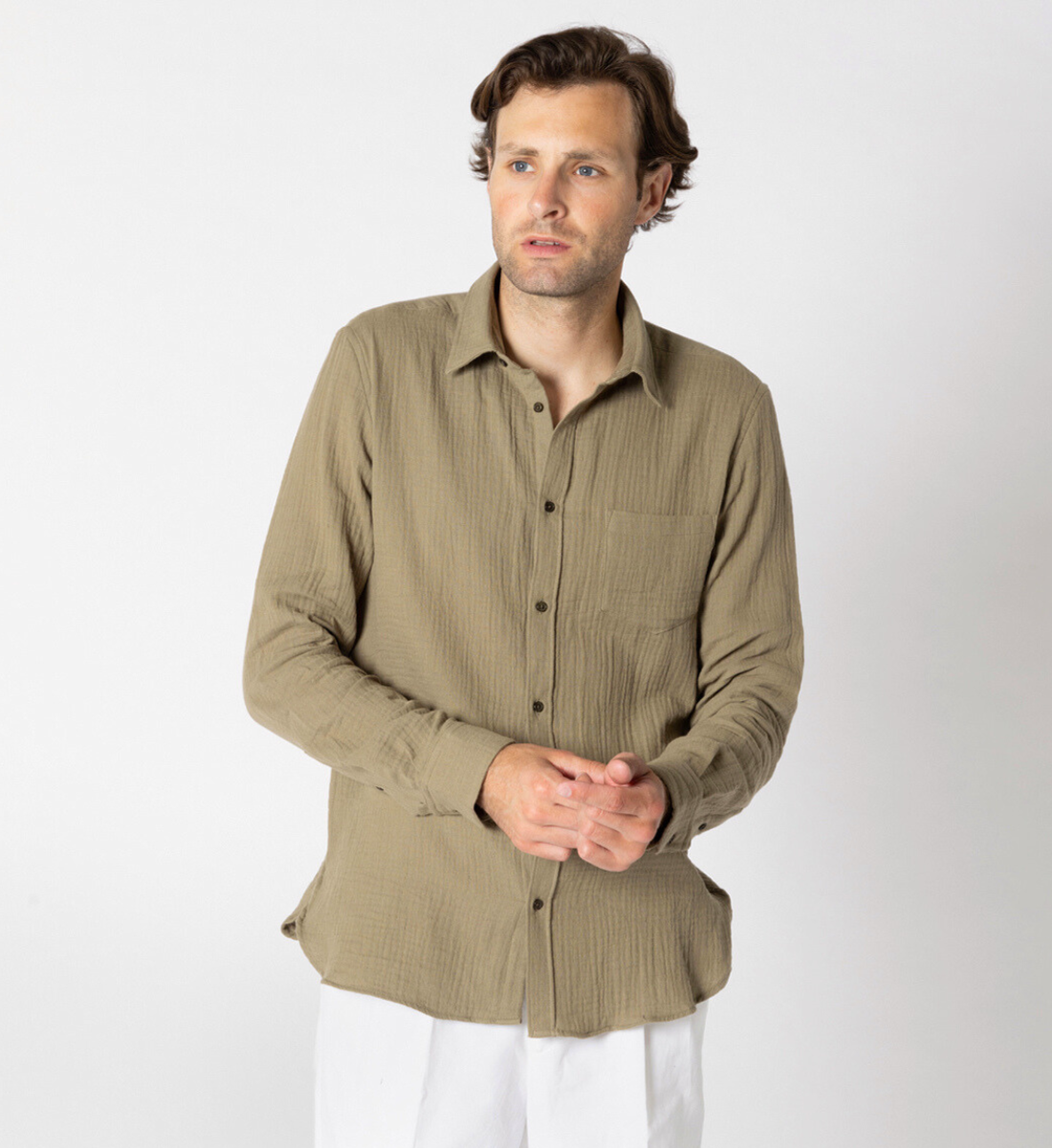 Chemise coupe droite BAZ kaki