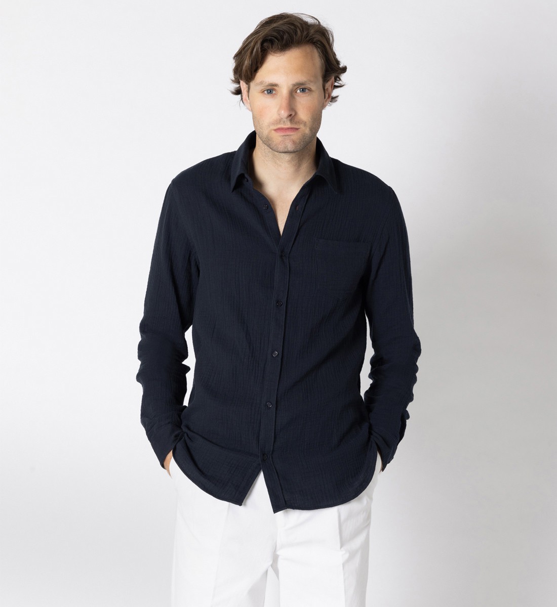 Chemise coupe droite BAZ marine