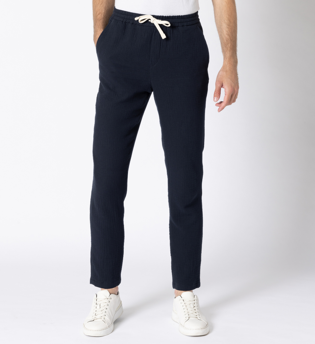 Pantalon en gaze de coton marine
